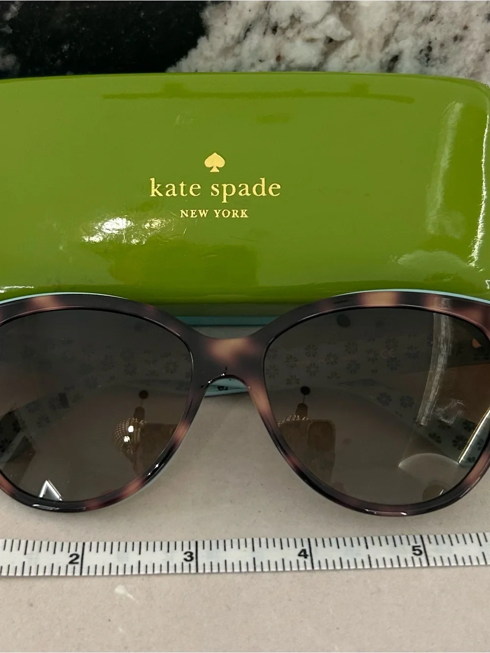 kate spade tortoiseshell and Blue round sunglasses with dark lenses